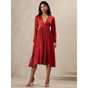 New! Banana Republic Factory‎ Midriff Cutout Midi Dress Twist Front Size 16TALL